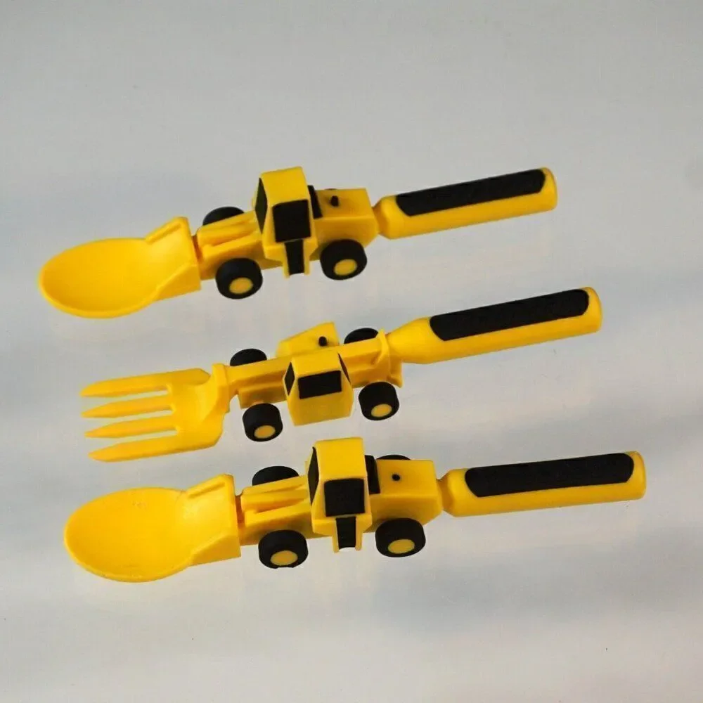 Constructive Eating Made in USA Set of 3 Construction Utensils for Toddlers